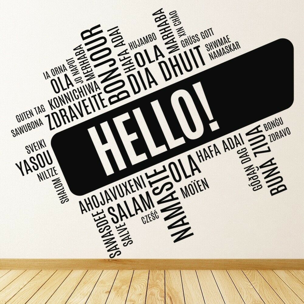 Interior Design Language - Hello Foreign Language Wall Decal Living