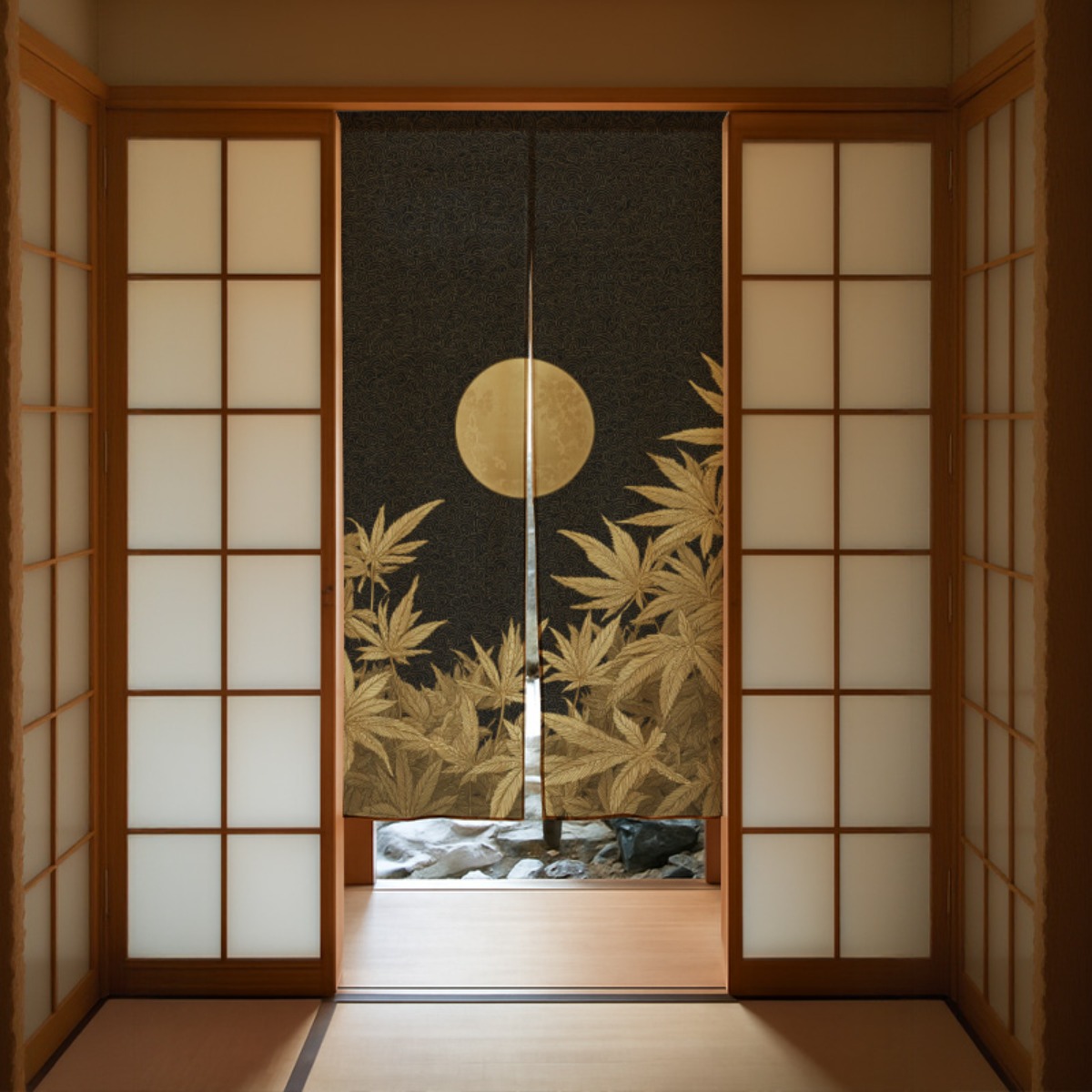 Interior Design Zen - Elegant Japanese Zen Moon Bamboo Curtain
