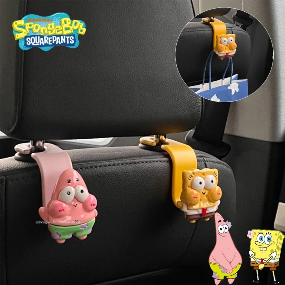 Interior Design Mockup - 2Pcs SpongeBob Patrick Hooks for Car