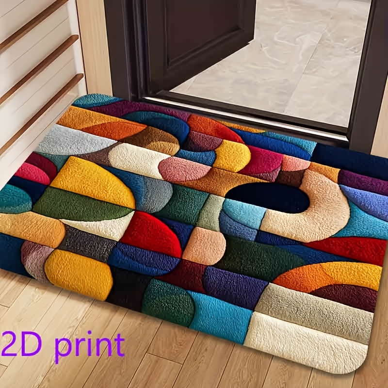 Printed Rug Abstract - VIKAMA 3D Color Block Visual Doormat