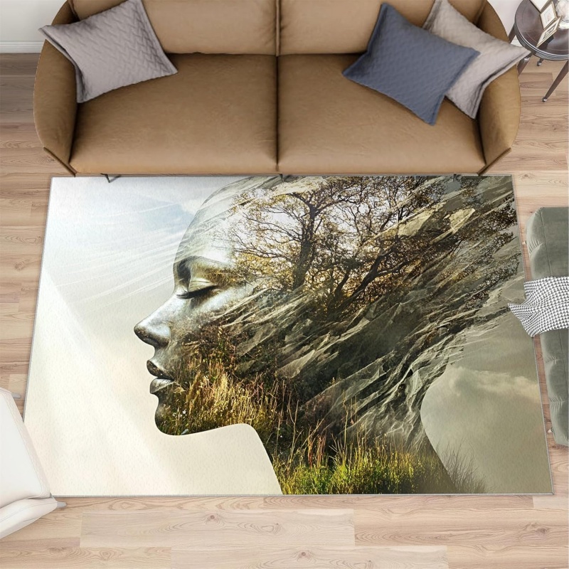 Printed Rug Abstract - Nature Woman Face Area Rug Abstract