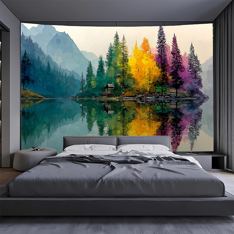 Colorful Forest Lake Wall Mura - Interior Design Landscape recension och pris