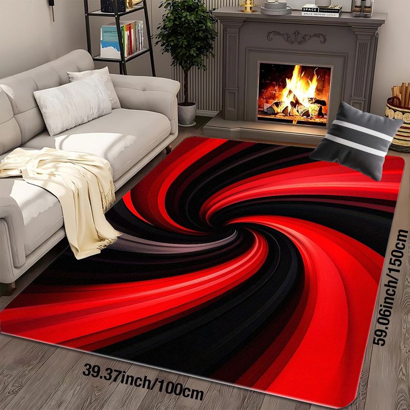 Flannel Printed Red Black Spir - Printed Rug Abstract recension och pris