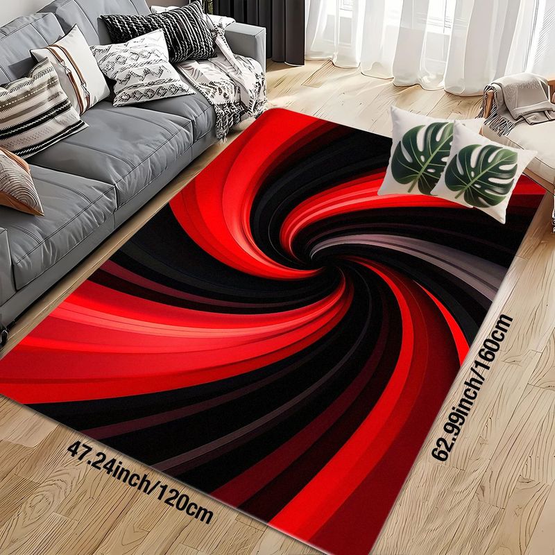 Flannel Printed Red Black Spir - Printed Rug Abstract recension och pris