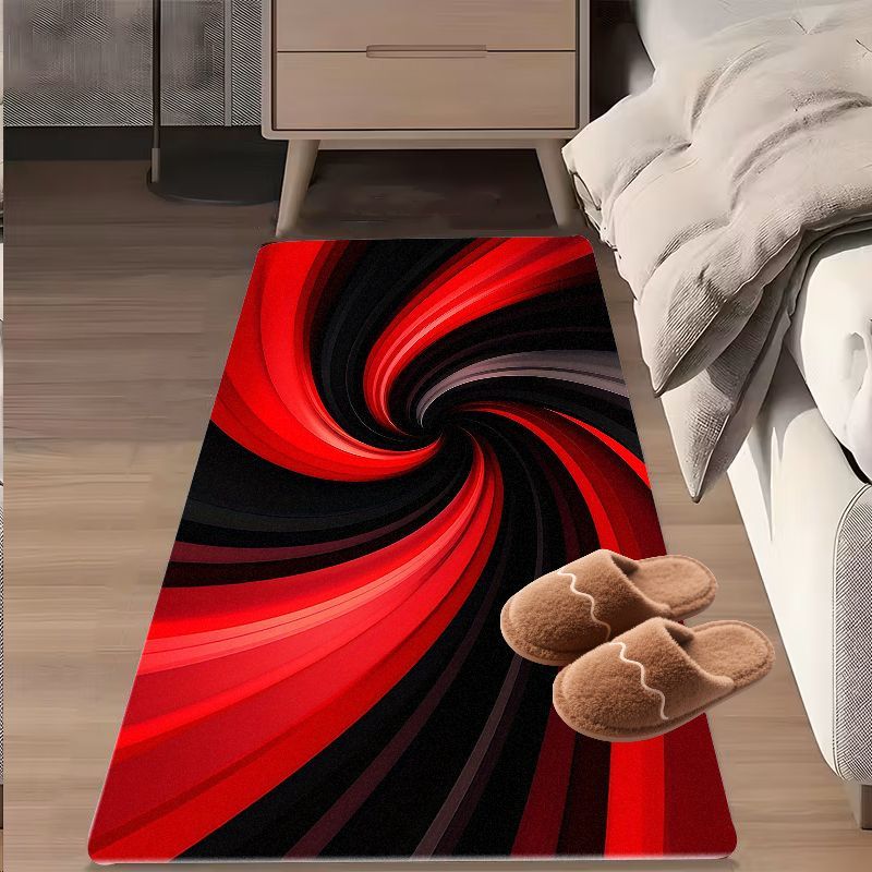 Flannel Printed Red Black Spir - Printed Rug Abstract recension och pris
