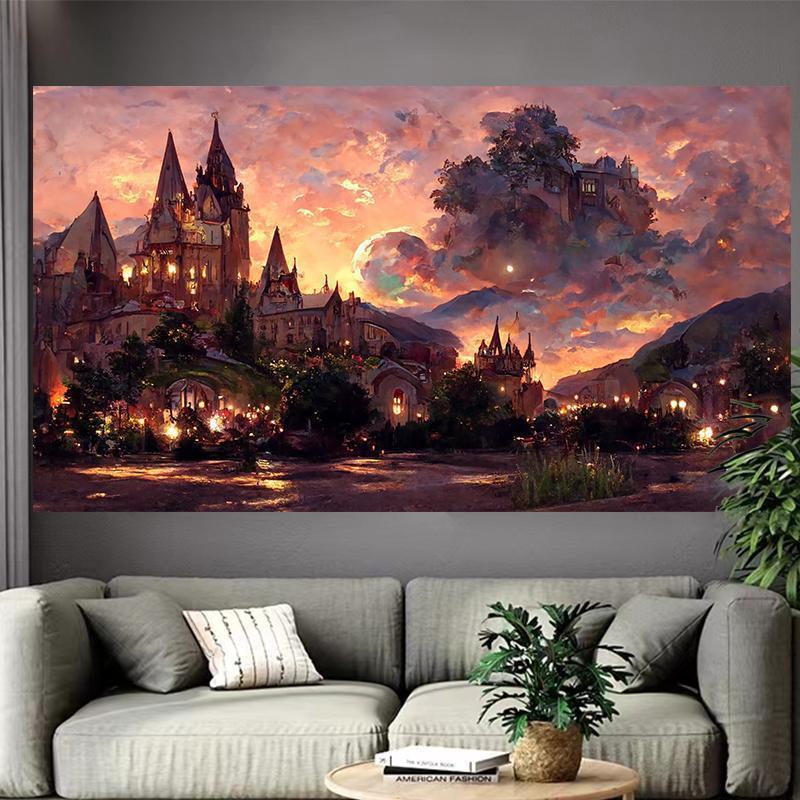 Castle Lake Wall Tapestry Fant - Interior Design Landscape recension och pris
