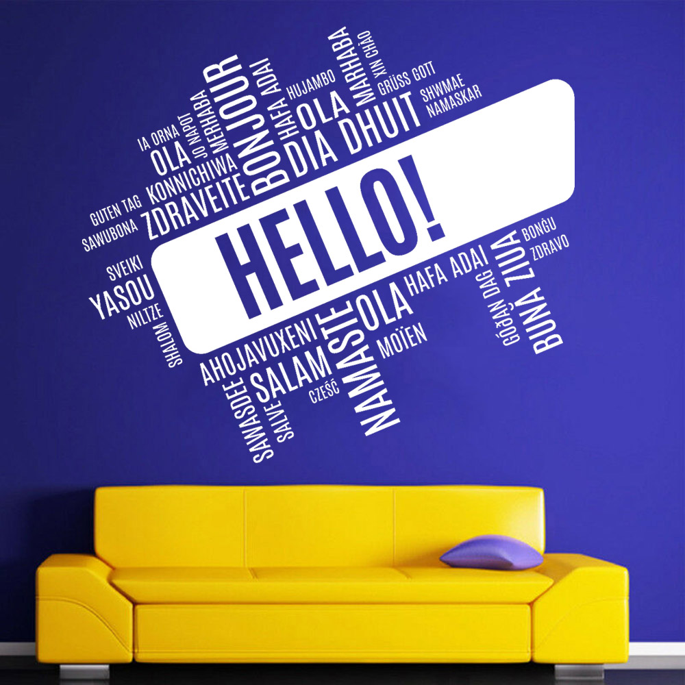 Hello Foreign Language Wall De - Interior Design Language recension och pris