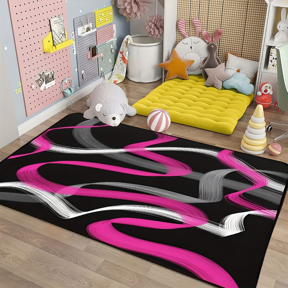 Hot Pink and Gray Black Geomet - Printed Rug Abstract recension och pris