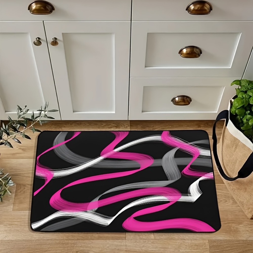 Hot Pink and Gray Black Geomet - Printed Rug Abstract recension och pris