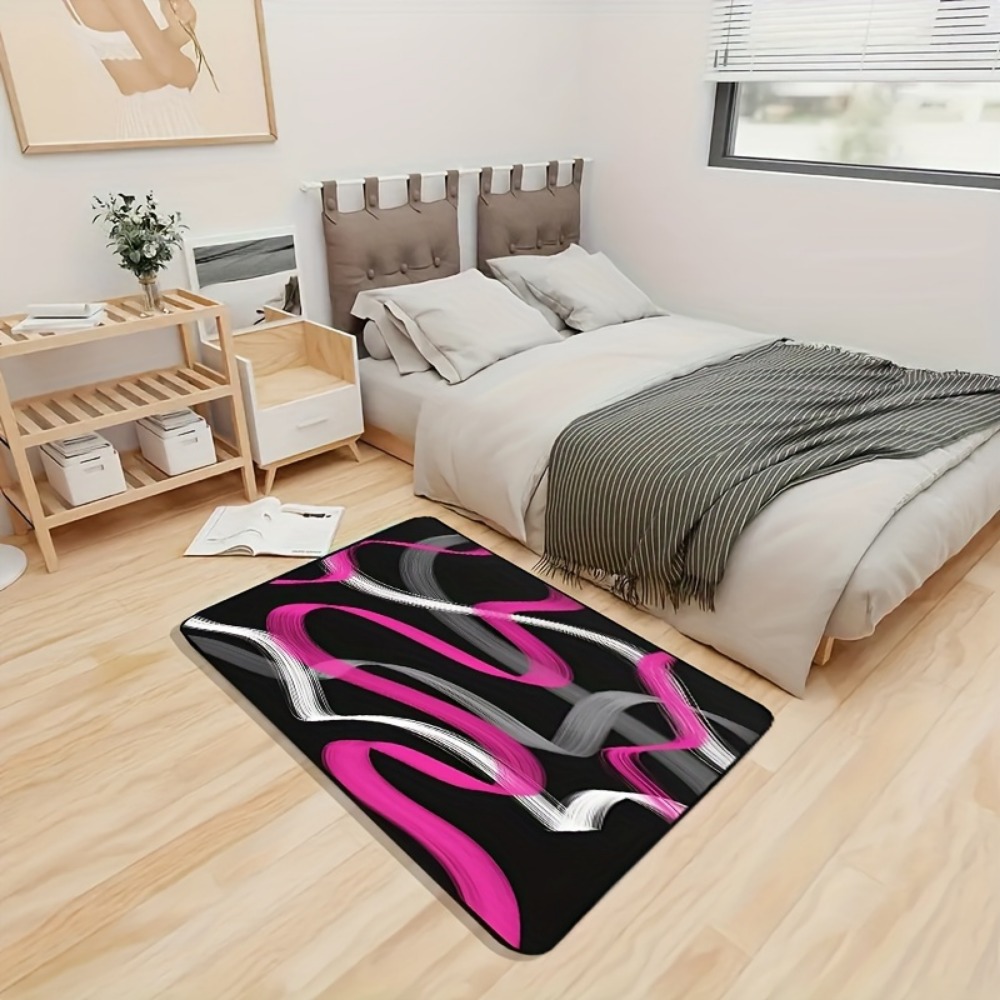 Hot Pink and Gray Black Geomet - Printed Rug Abstract recension och pris