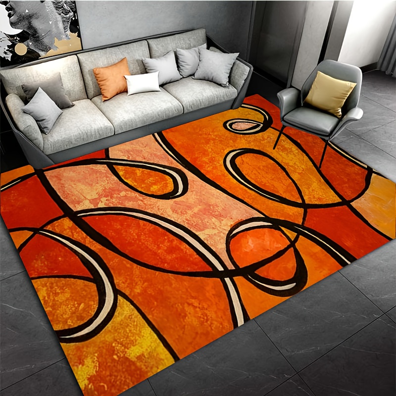 Abstract Orange Geometric Bath - Printed Rug Abstract recension och pris