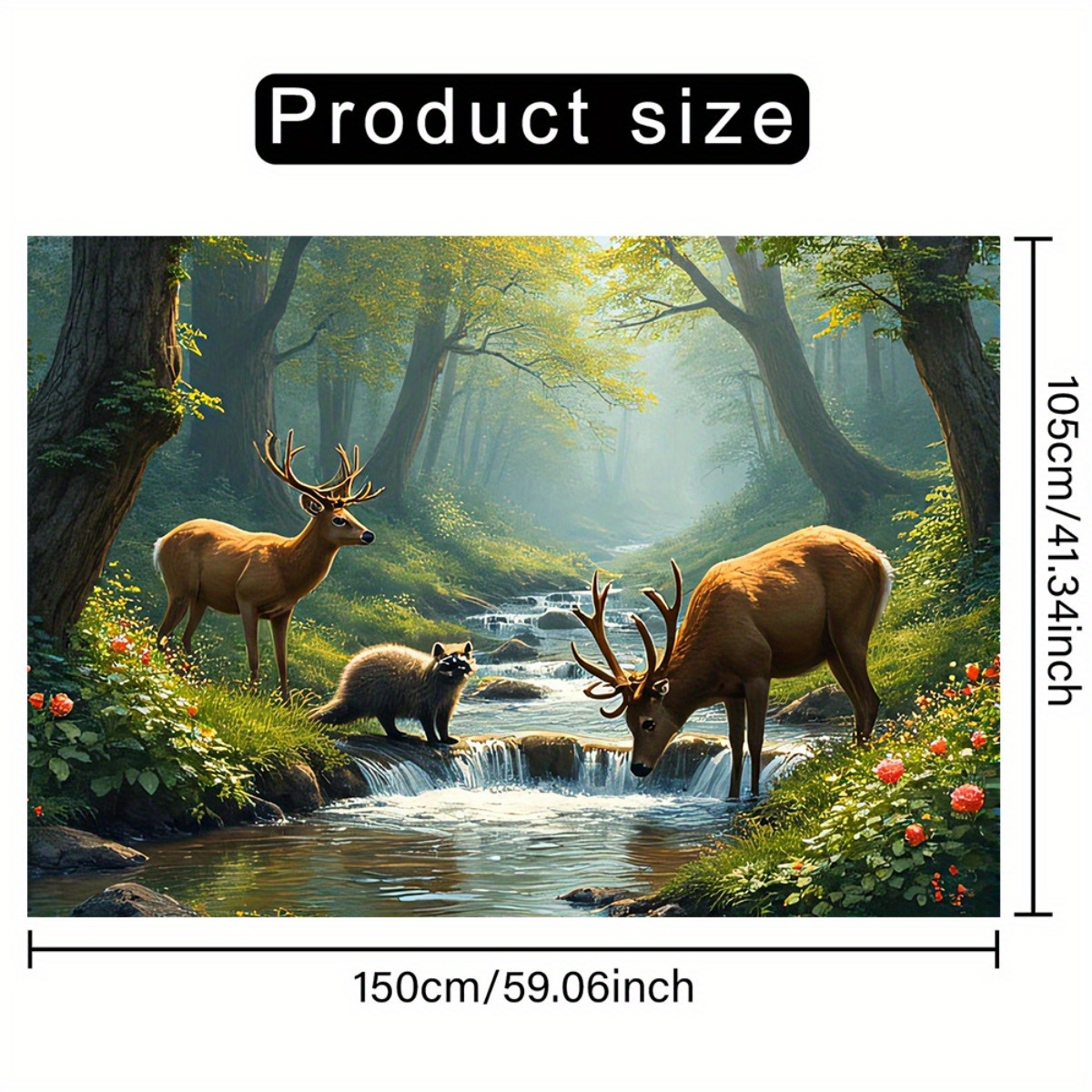 Deer Forest Stream Wall Mural  - Interior Design Landscape recension och pris