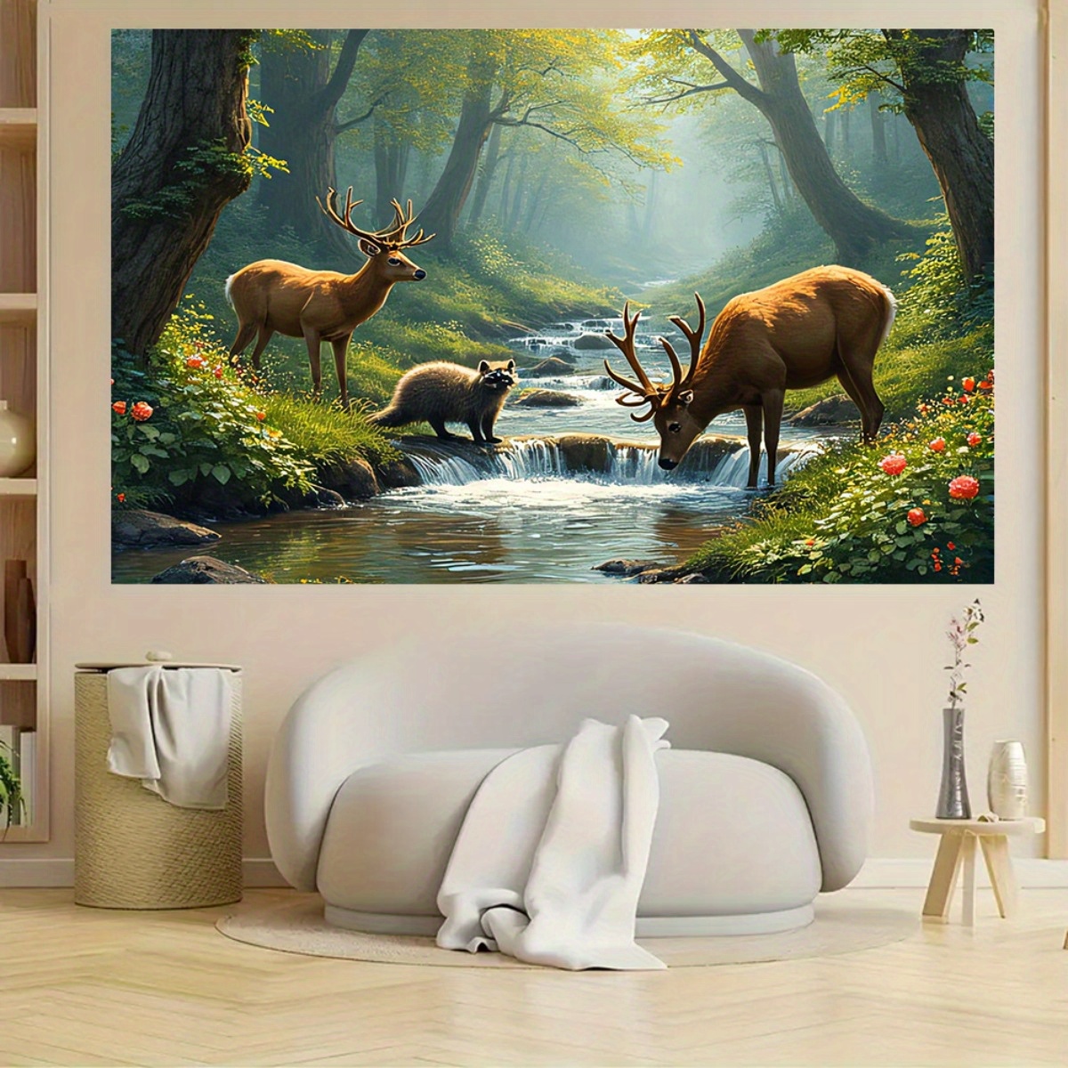 Deer Forest Stream Wall Mural  - Interior Design Landscape recension och pris