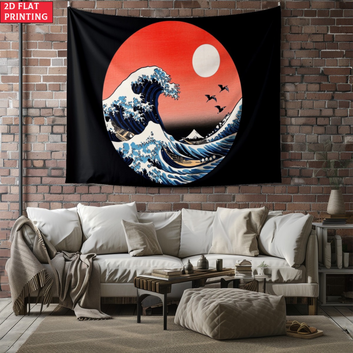 unframed Japanese Wave Sunset  - Interior Design Zen Style recension och pris